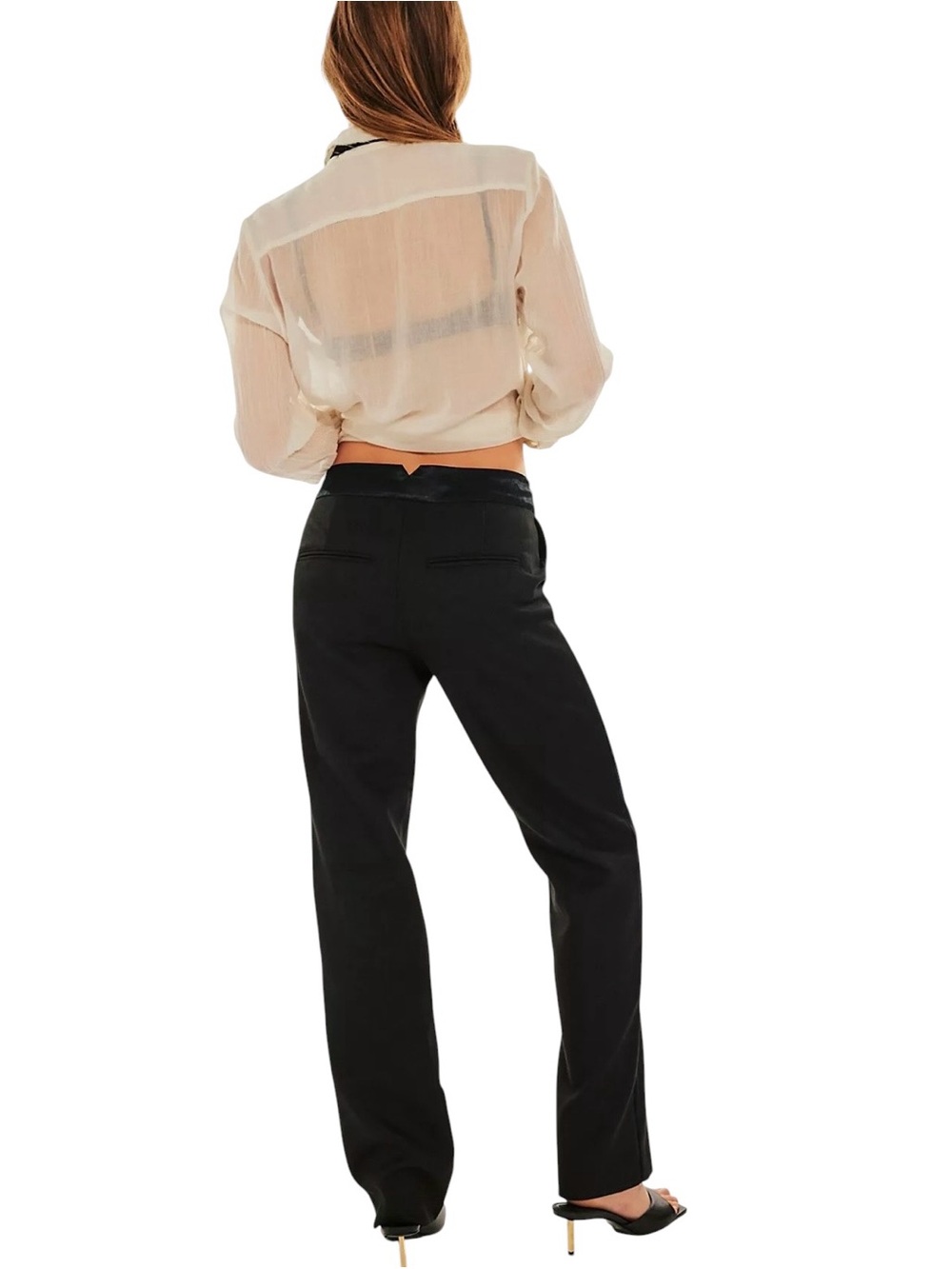 Free People Sabine Black Tuxedo Dress Pant Women Size 6 Straight-Leg Trousers